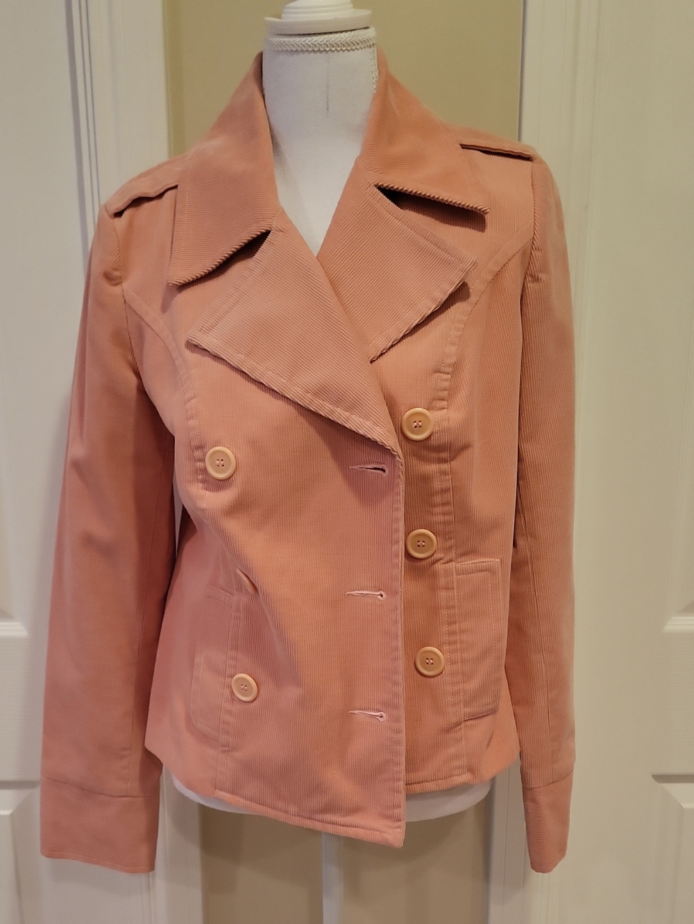 Juicy Couture Blush Pink Corduroy Double-Breasted Jacket
